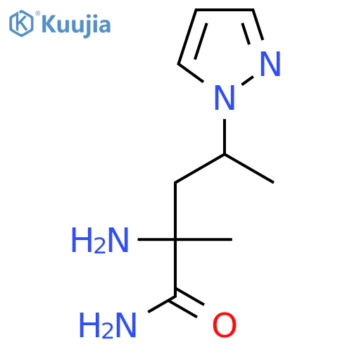 2-amino-2-methyl-4-(1H-pyrazol-1-yl)pentanamide structure