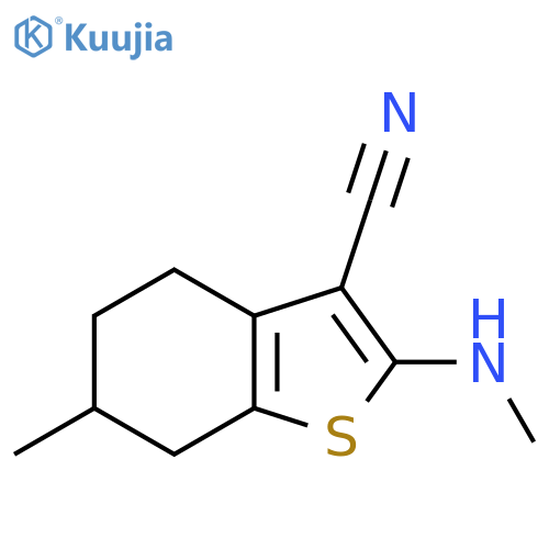 6-Methyl-2-(methylamino)-4,5,6,7-tetrahydro-1-benzothiophene-3-carbonitrile structure