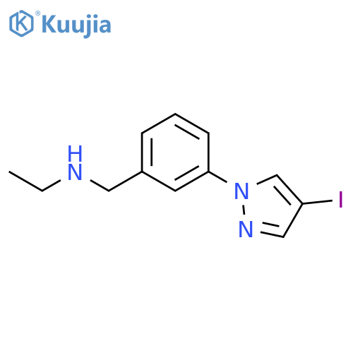 ethyl({3-(4-iodo-1H-pyrazol-1-yl)phenylmethyl})amine structure