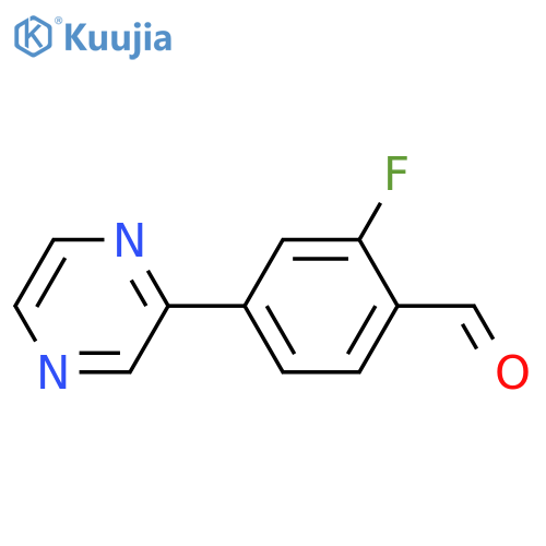 Benzaldehyde, 2-fluoro-4-(2-pyrazinyl)- structure