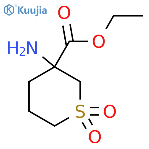 Ethyl 3-aminotetrahydro-2H-thiopyran-3-carboxylate 1,1-dioxide structure