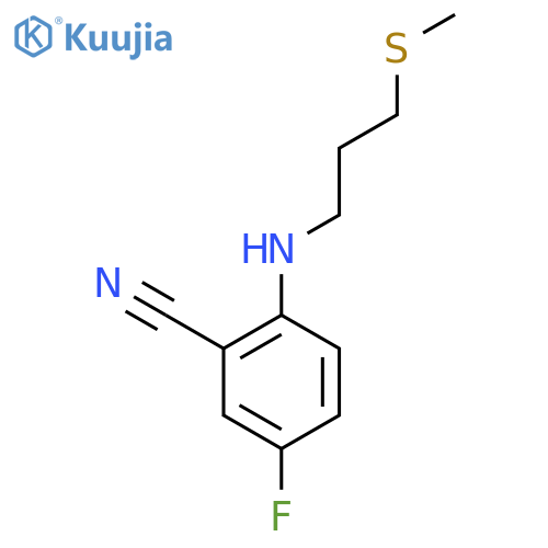 5-fluoro-2-{3-(methylsulfanyl)propylamino}benzonitrile structure