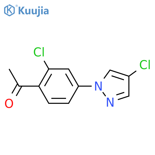 1-2-chloro-4-(4-chloro-1H-pyrazol-1-yl)phenylethan-1-one structure