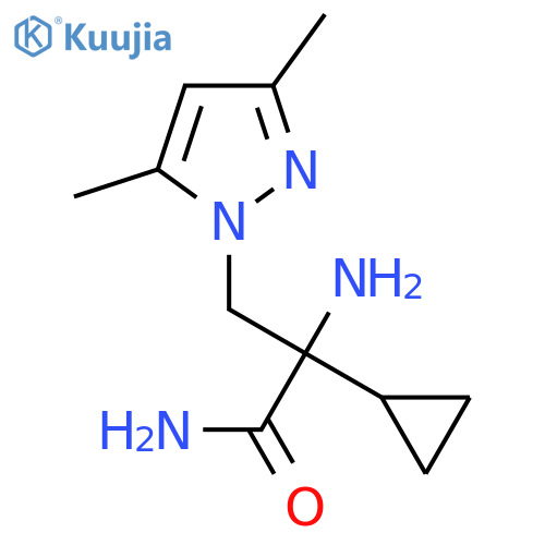 2-amino-2-cyclopropyl-3-(3,5-dimethyl-1H-pyrazol-1-yl)propanamide structure