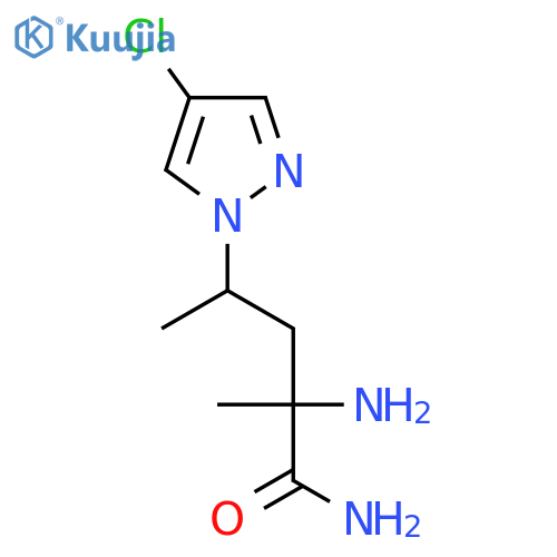 2-amino-4-(4-chloro-1H-pyrazol-1-yl)-2-methylpentanamide structure