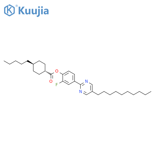 Cyclohexanecarboxylic acid, 4-pentyl-,4-(5-decyl-2-pyrimidinyl)-2-fluorophenyl ester, trans- structure