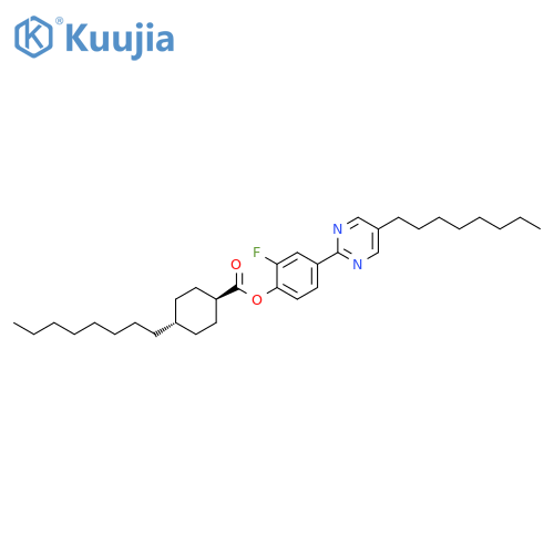 Cyclohexanecarboxylic acid, 4-octyl-,2-fluoro-4-(5-octyl-2-pyrimidinyl)phenyl ester, trans- structure