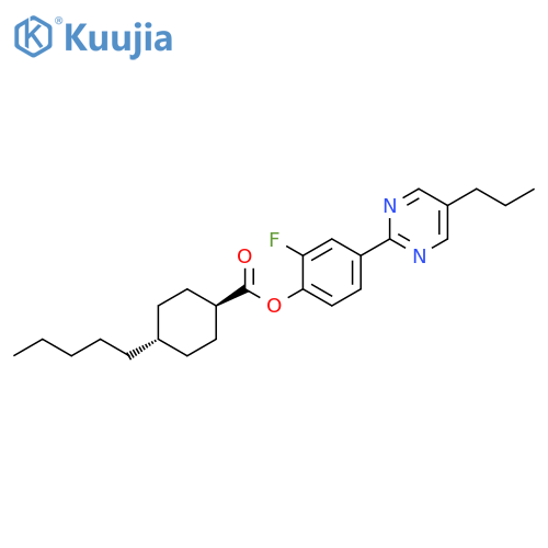 Cyclohexanecarboxylic acid, 4-pentyl-,2-fluoro-4-(5-propyl-2-pyrimidinyl)phenyl ester, trans- structure