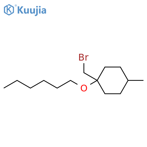 1-(bromomethyl)-1-(hexyloxy)-4-methylcyclohexane structure