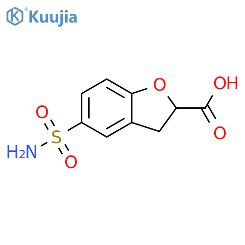 5-sulfamoyl-2,3-dihydro-1-benzofuran-2-carboxylic acid structure
