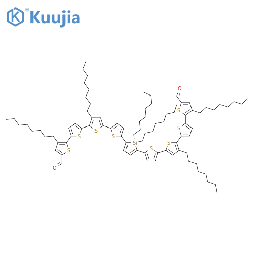 [2,2':5',2'':5'',2'''-Quaterthiophene]-5-carboxaldehyde, 5''',5'''''''-(1,1-dioctylsilacyclopenta-2,4-diene-2,5-diyl)bis[3,3''-dioctyl- structure