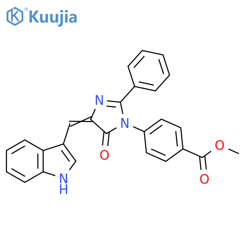 Benzoic acid, 4-[4,5-dihydro-4-(1H-indol-3-ylmethylene)-5-oxo-2-phenyl-1H-imidazol-1-yl]-, methyl ester structure