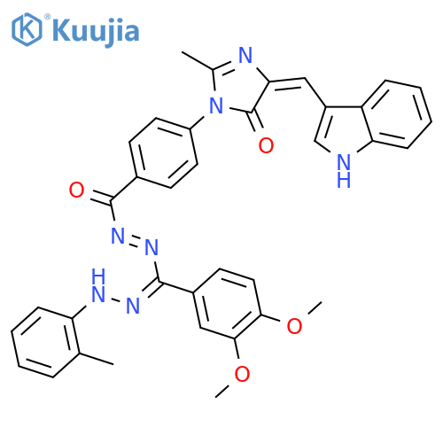 (5E)-3-(4-{[(E)-{(E)-(3,4-dimethoxyphenyl)[2-(2-methylphenyl)hydrazinylidene]methyl}diazenyl]carbonyl}phenyl)-5-(1H-indol-3-ylmethylidene)-2-methyl-3,5-dihydro-4H-imidazol-4-one structure