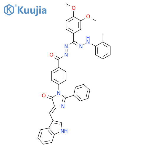 Benzoic acid,4-[4,5-dihydro-4-(1H-indol-3-ylmethylene)-5-oxo-2-phenyl-1H-imidazol-1-yl]-,2-[(3,4-dimethoxyphenyl)[2-(2-methylphenyl)diazenyl]methylene]hydrazide structure