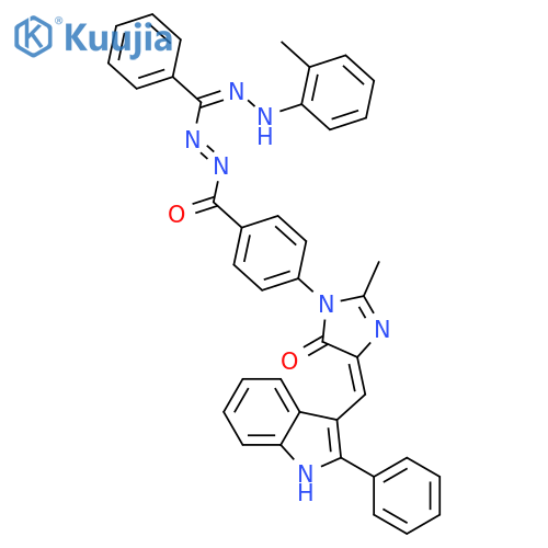 (5Z)-2-methyl-3-[4-({(E)-[(E)-[2-(2-methylphenyl)hydrazinylidene](phenyl)methyl]diazenyl}carbonyl)phenyl]-5-[(2-phenyl-1H-indol-3-yl)methylidene]-3,5-dihydro-4H-imidazol-4-one structure