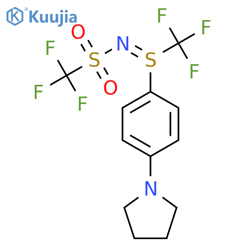 S-[4-(1-Pyrrolidinyl)phenyl]-S-(trifluoromethyl)-N-(trifluoromethylsulfonyl)sulfimine structure