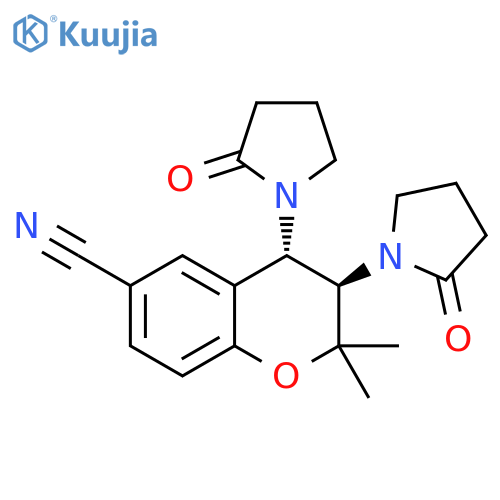2H-1-Benzopyran-6-carbonitrile, 3,4-dihydro-2,2-dimethyl-3,4-bis(2-oxo-1-pyrrolidinyl)-, trans- (9CI) structure
