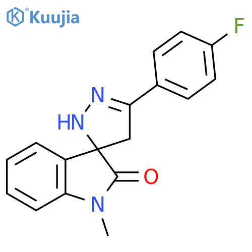 Spiro[3H-indole-3,3'-[3H]pyrazol]-2(1H)-one,5'-(4-fluorophenyl)-2',4'-dihydro-1-methyl- structure