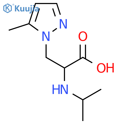 3-(5-methyl-1H-pyrazol-1-yl)-2-(propan-2-yl)aminopropanoic acid structure