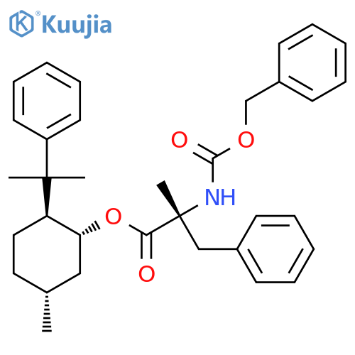 (1R,3R,4S)-8-phenyl-p-menthan-3-yl (2'R)-2'-benzyloxycarbonylamino-2'-methyl-3'-phenylpropanoate structure