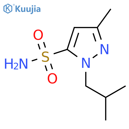 3-methyl-1-(2-methylpropyl)-1H-pyrazole-5-sulfonamide structure