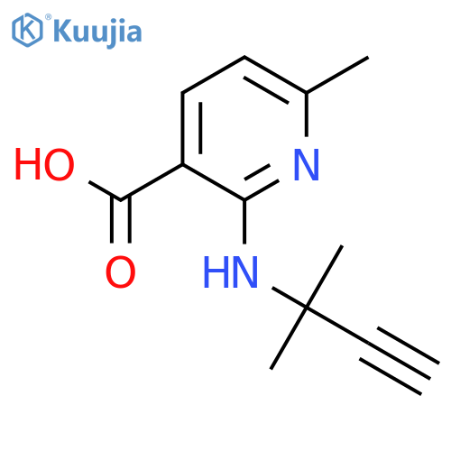 6-methyl-2-(2-methylbut-3-yn-2-yl)aminopyridine-3-carboxylic acid structure