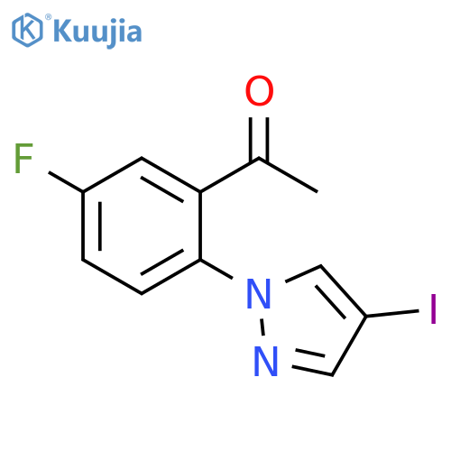 1-5-fluoro-2-(4-iodo-1H-pyrazol-1-yl)phenylethan-1-one structure