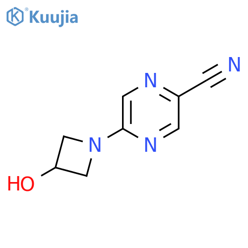 5-(3-hydroxyazetidin-1-yl)pyrazine-2-carbonitrile structure