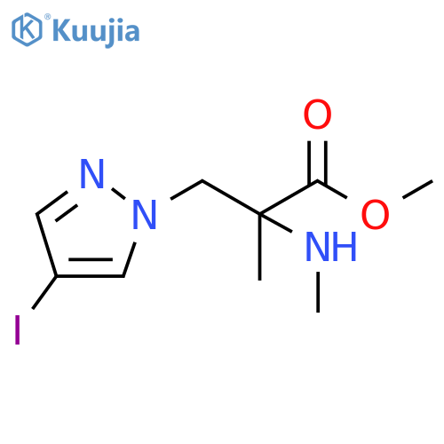 methyl 3-(4-iodo-1H-pyrazol-1-yl)-2-methyl-2-(methylamino)propanoate structure