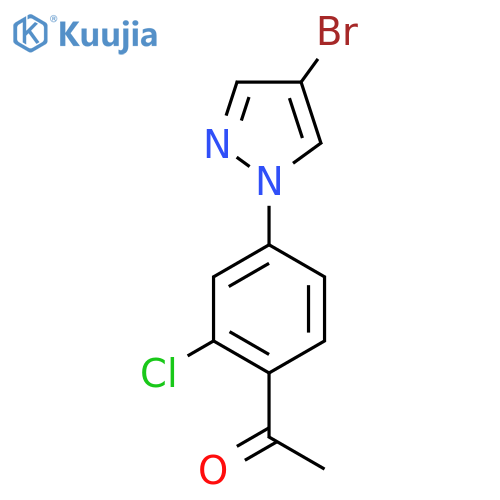 1-4-(4-bromo-1H-pyrazol-1-yl)-2-chlorophenylethan-1-one structure