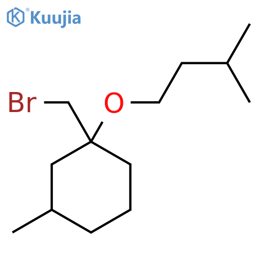 1-(bromomethyl)-3-methyl-1-(3-methylbutoxy)cyclohexane structure