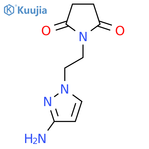 1-2-(3-amino-1H-pyrazol-1-yl)ethylpyrrolidine-2,5-dione structure