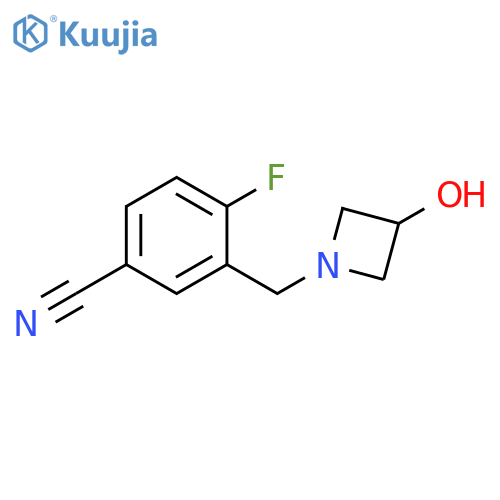 4-fluoro-3-(3-hydroxyazetidin-1-yl)methylbenzonitrile structure