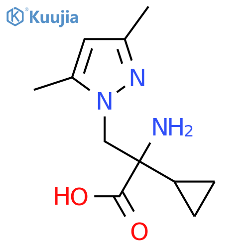 2-amino-2-cyclopropyl-3-(3,5-dimethyl-1H-pyrazol-1-yl)propanoic acid structure