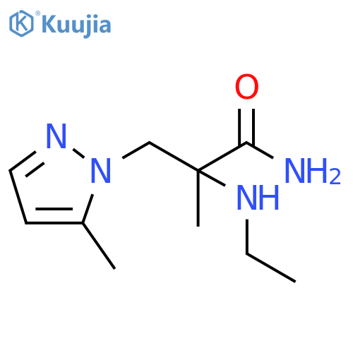 2-(ethylamino)-2-methyl-3-(5-methyl-1H-pyrazol-1-yl)propanamide structure