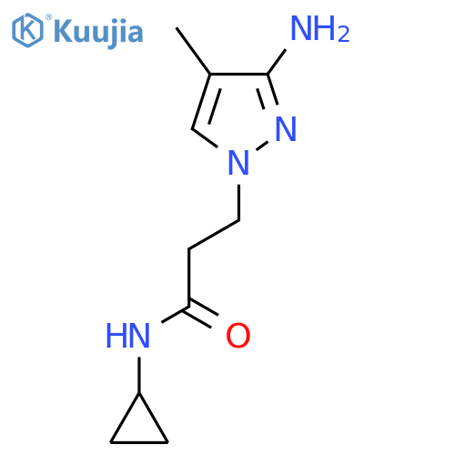 3-(3-amino-4-methyl-1H-pyrazol-1-yl)-N-cyclopropylpropanamide structure