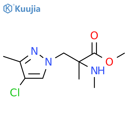 methyl 3-(4-chloro-3-methyl-1H-pyrazol-1-yl)-2-methyl-2-(methylamino)propanoate structure