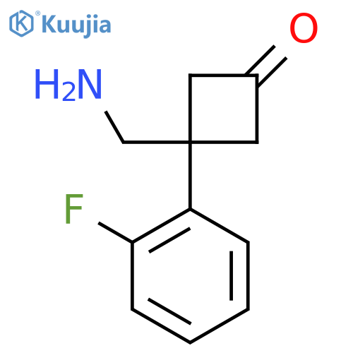 3-(Aminomethyl)-3-(2-fluorophenyl)cyclobutan-1-one structure