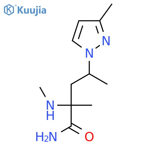 2-methyl-4-(3-methyl-1H-pyrazol-1-yl)-2-(methylamino)pentanamide structure