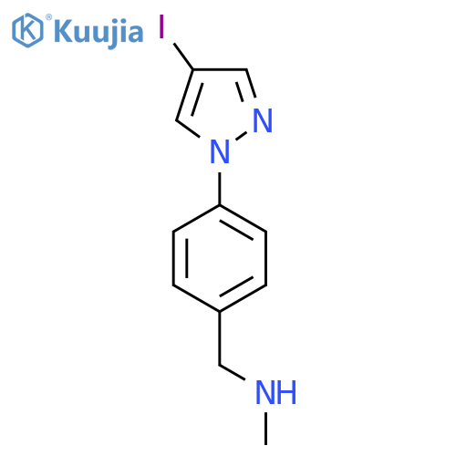 {4-(4-iodo-1H-pyrazol-1-yl)phenylmethyl}(methyl)amine structure