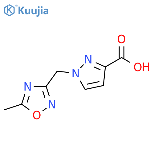 1-(5-Methyl-[1,2,4]oxadiazol-3-ylmethyl)-1H-pyrazole-3-carboxylic acid structure