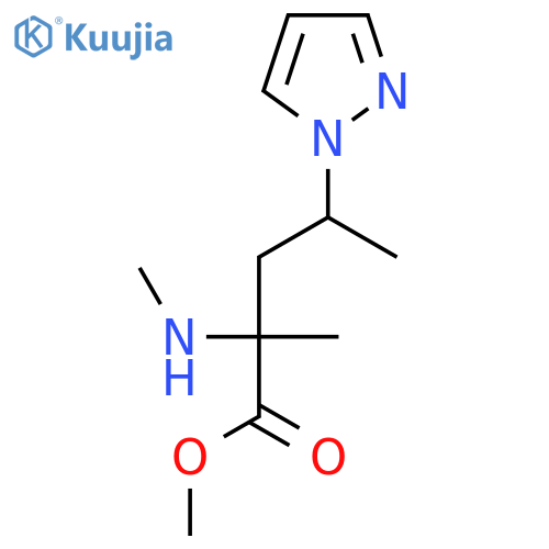 methyl 2-methyl-2-(methylamino)-4-(1H-pyrazol-1-yl)pentanoate structure