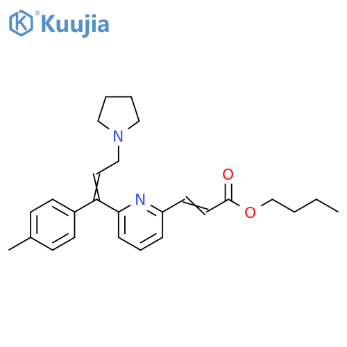 2-Propenoic acid, 3-[6-[1-(4-methylphenyl)-3-(1-pyrrolidinyl)-1-propen-1-yl]-2-pyridinyl]-, butyl ester structure