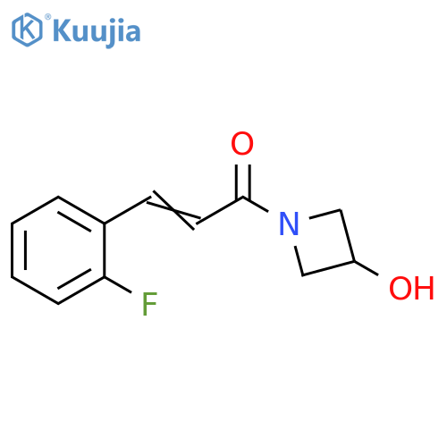 (2E)-3-(2-fluorophenyl)-1-(3-hydroxyazetidin-1-yl)prop-2-en-1-one structure