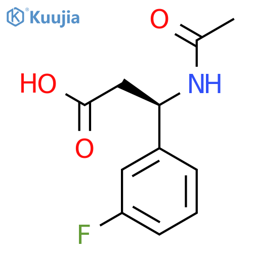 (3R)-3-acetamido-3-(3-fluorophenyl)propanoic acid structure
