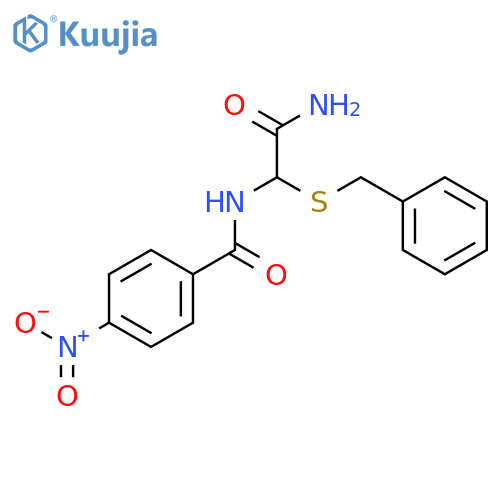 Benzamide,N-[2-amino-2-oxo-1-[(phenylmethyl)thio]ethyl]-4-nitro- structure