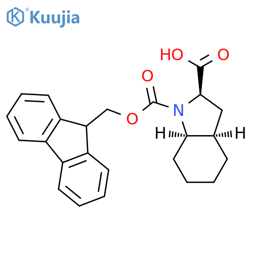 (2S,3aS,7aS)-1-(((9H-fluoren-9-yl)methoxy)carbonyl)-octahydro-1H-indole-2-carboxylic acid structure
