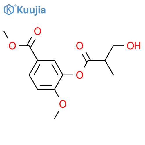 3,4-Dihydroxybenzoic acid; 4-Me ether, 3-O-(3-hydroxy-2ξ-methylpropanoyl), Me ester structure