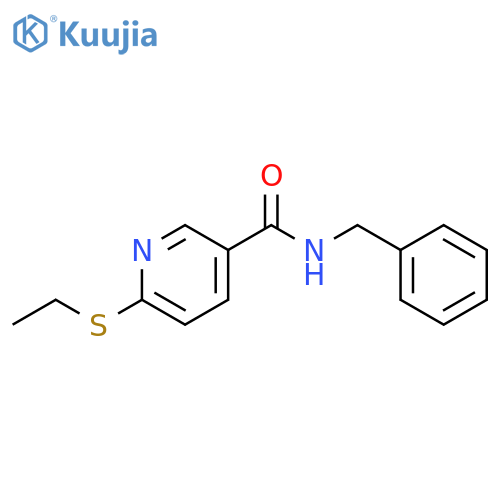 3-Pyridinecarboxamide, 6-(ethylthio)-N-(phenylmethyl)- structure