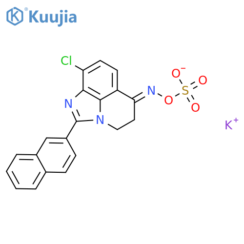 potassium [({[(6Z)-9-chloro-2-naphthalen-2-yl-4,5-dihydro-6H-imidazo[4,5,1-ij]quinolin-6-ylidene]amino}oxy)sulfonyl]oxidanide structure